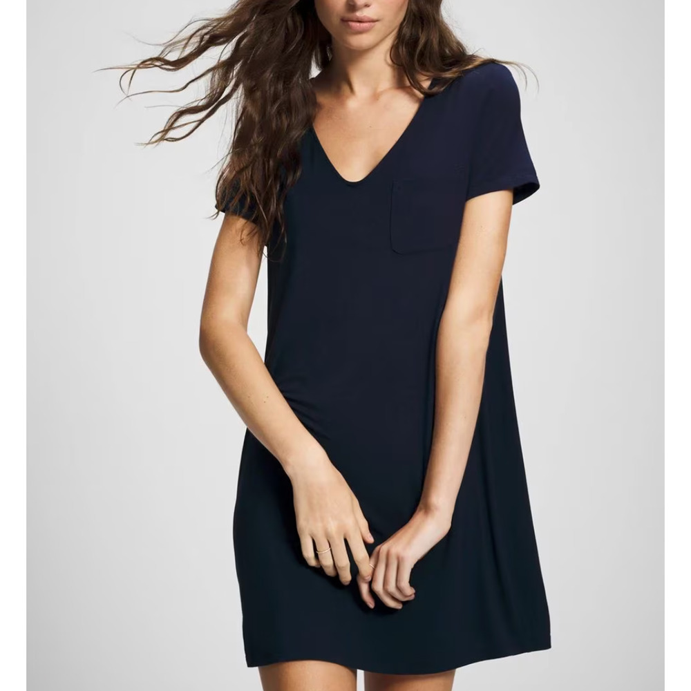 NWT Soma Cool Nights Navy Blue Sleep Shirt Nightgown Womens Small Jersey Stretch